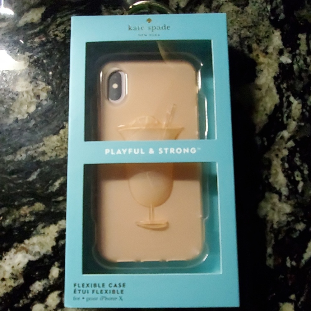 Kate Spade pink cocktail drink case iPhoneX. NIB